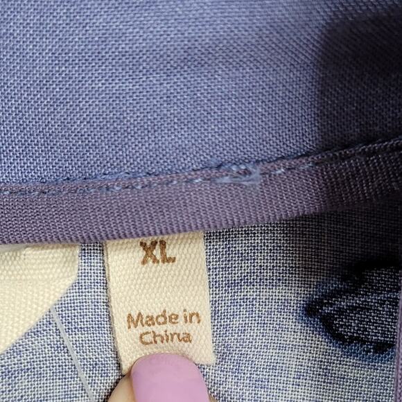 Soft Surroundings Tranquil Blooms Kimono Shirt XL Blue Floral Velvet Burnout New - Picture 7 of 14